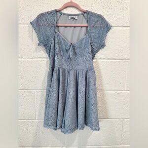 Urban Outfitters Blue Dot Mesh Tie-Front Romper S/M